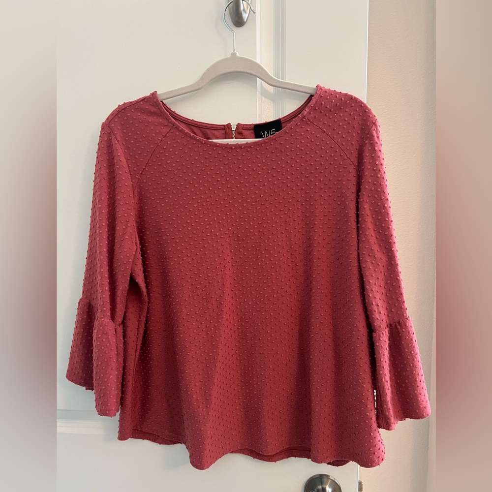 Dark pink long sleeve blouse.
